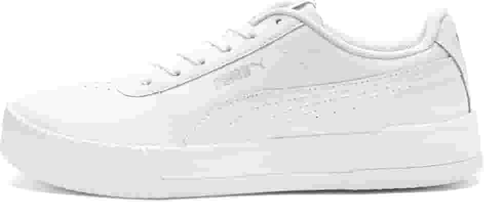 PUMA Carina 2.0 Metallic Shine Femme – Baskets tendance en cuir blanc, or et argent